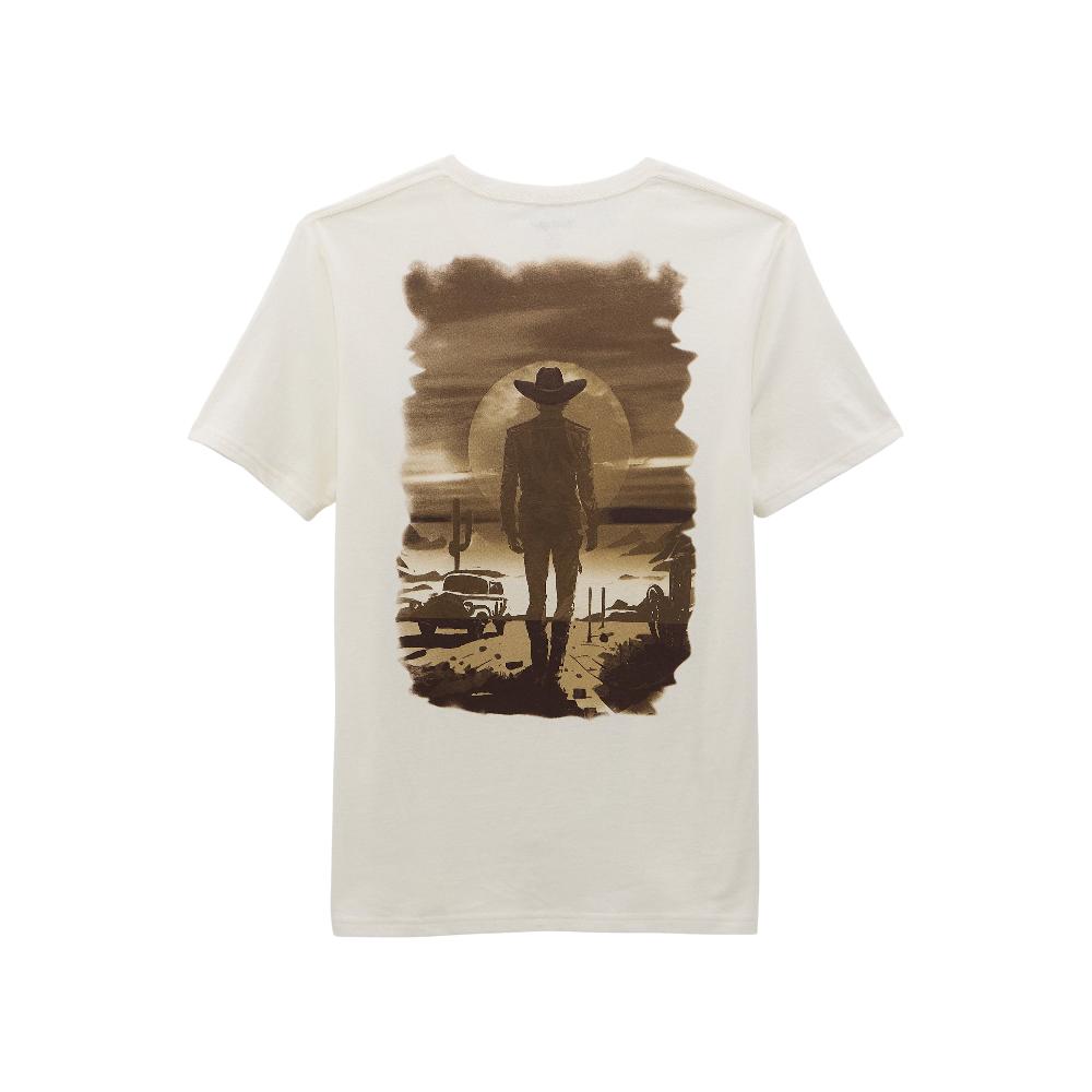 Wrangler Marshmallow Short Sleeve Regular Fit T-Shirt with Cowboy Graphic Scene on the Back 112368735