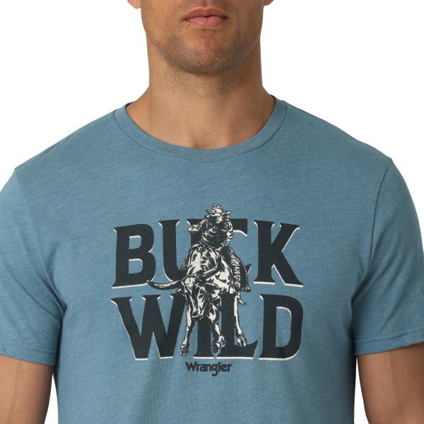 Wrangler Medium Blue Buck Wild Horse Men's Short Sleeve T-Shirt 112328860
