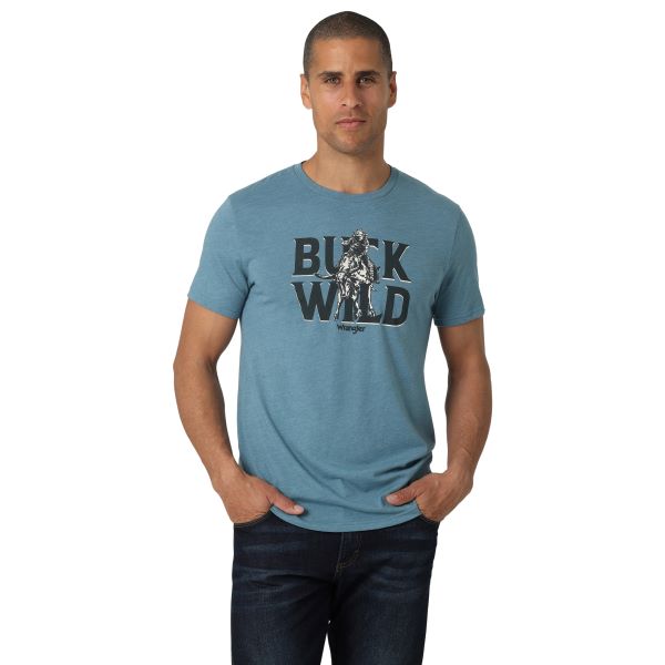 Wrangler Medium Blue Buck Wild Horse Men's Short Sleeve T-Shirt 112328860