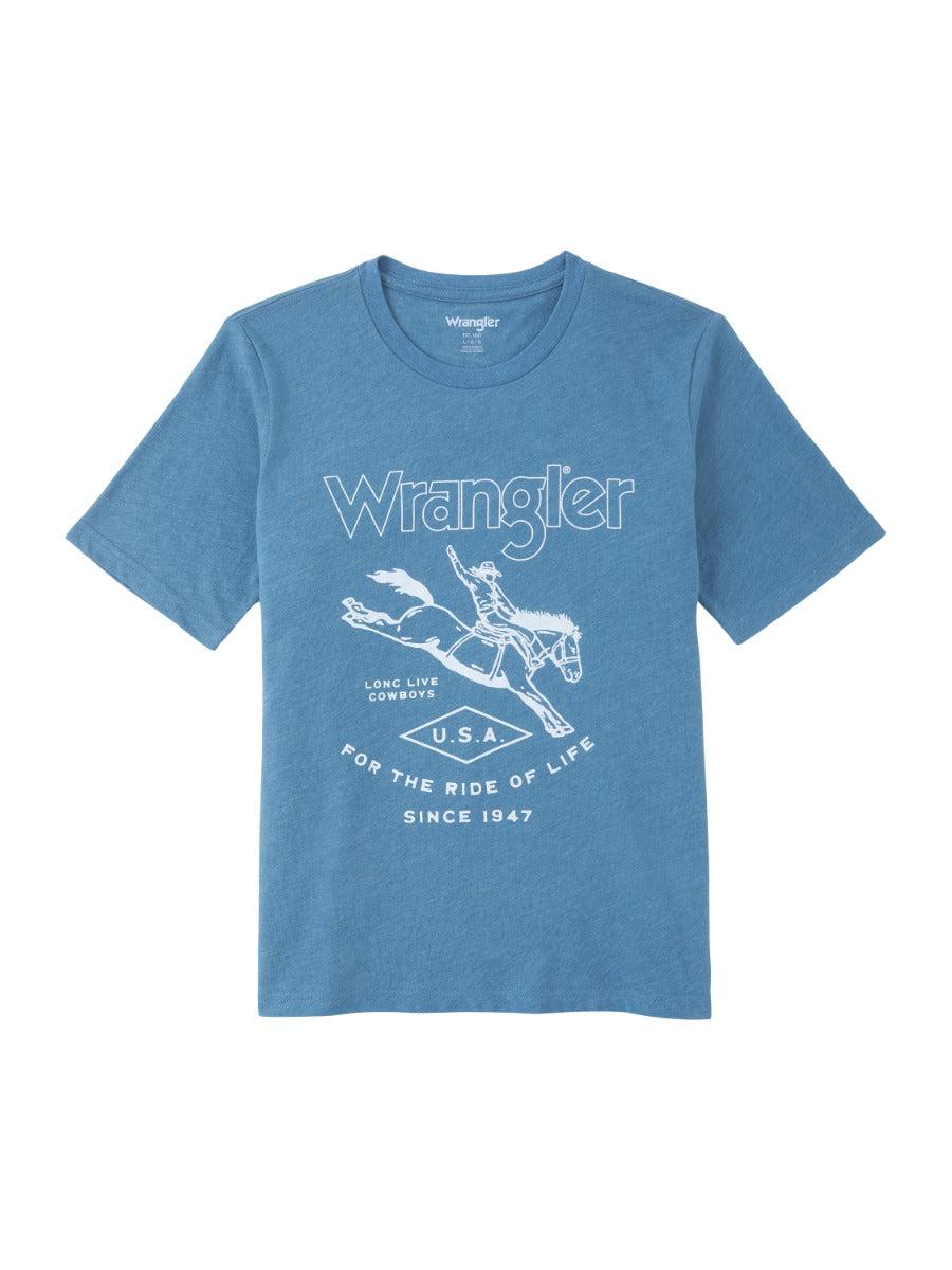 Wrangler Medium Blue Heather Boy's Bronc Rider T-Shirt 112347239