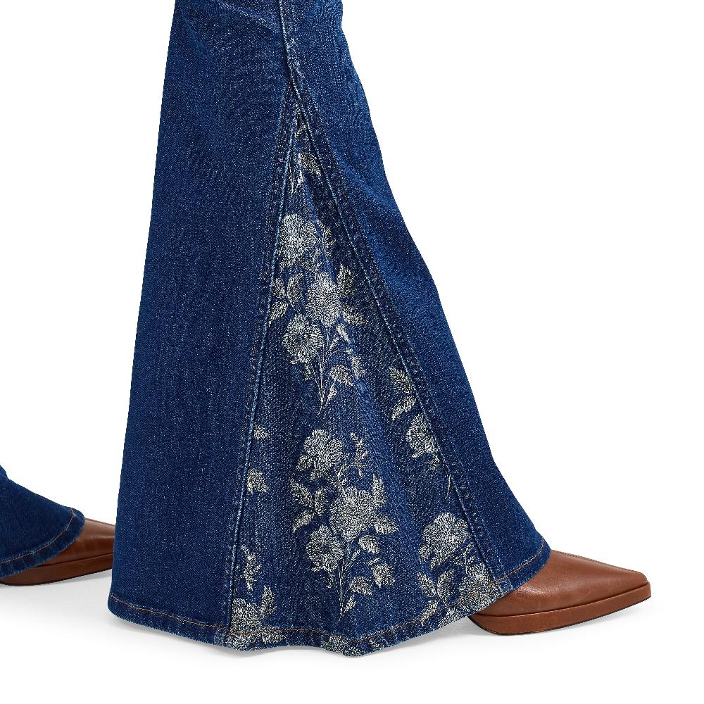 Wrangler Melody Dark Blue Women's Retro Bailey High Rise Pieced Trumpet Flare Jeans 112368254