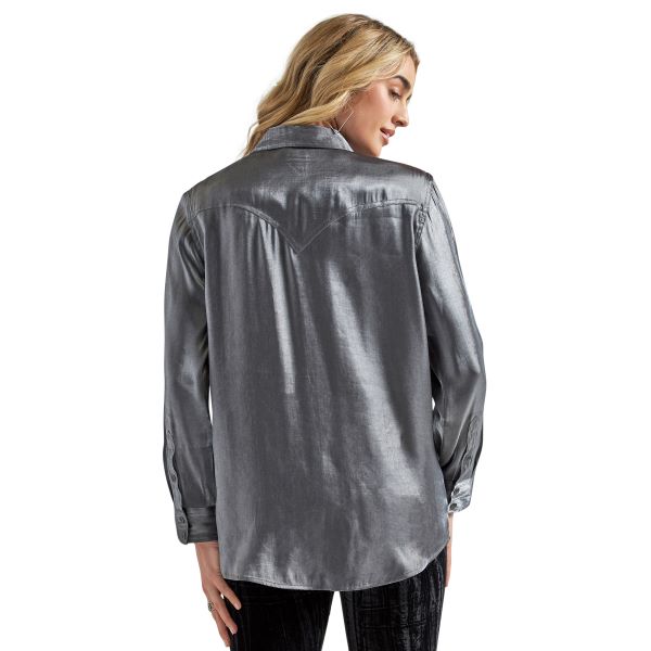Wrangler Metallic Silver Retro Party Women's Western Snap Shirt 112342520