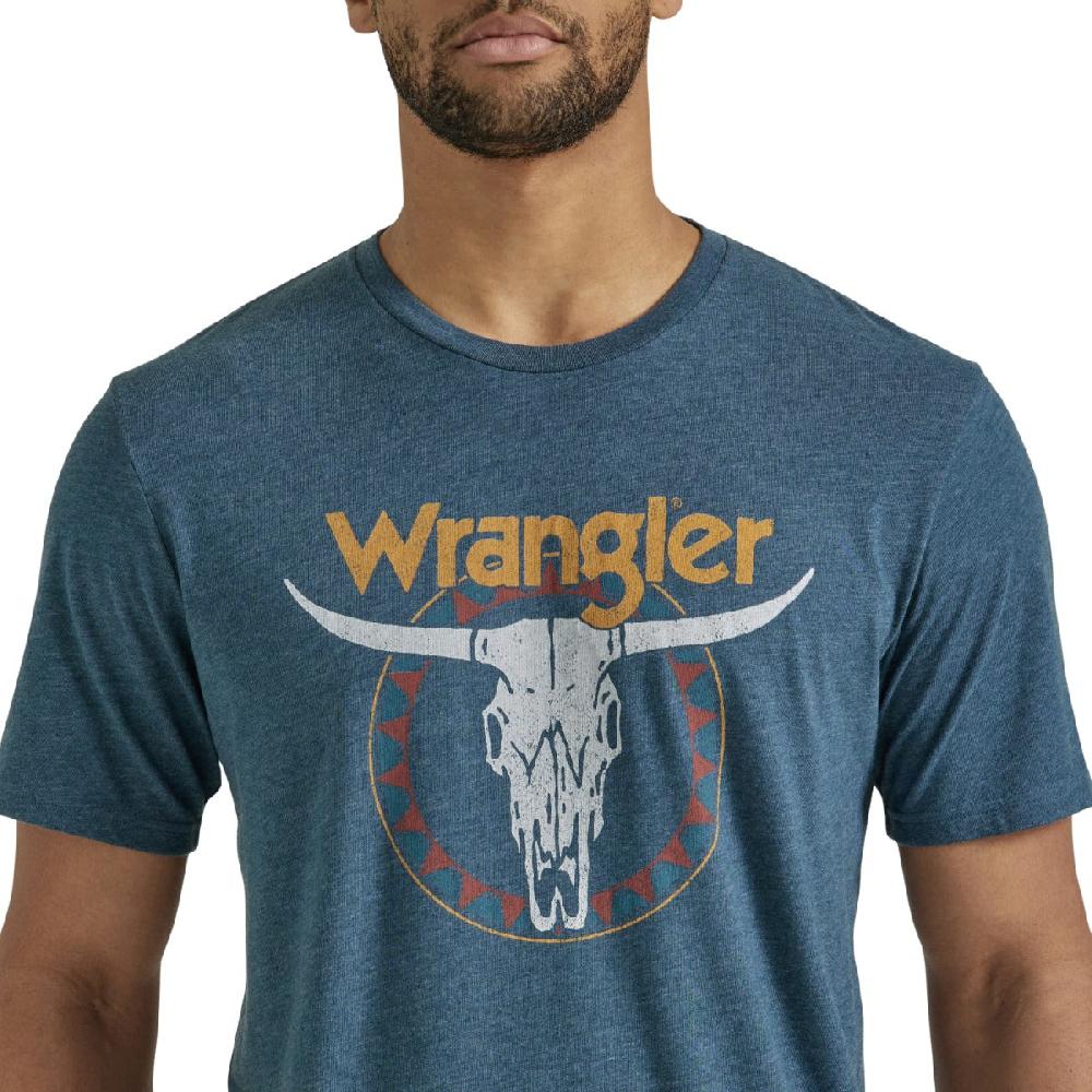Wrangler Midnight Navy Heather Short Sleeve Steerhead Logo Men's Graphic T-Shirt 112346554