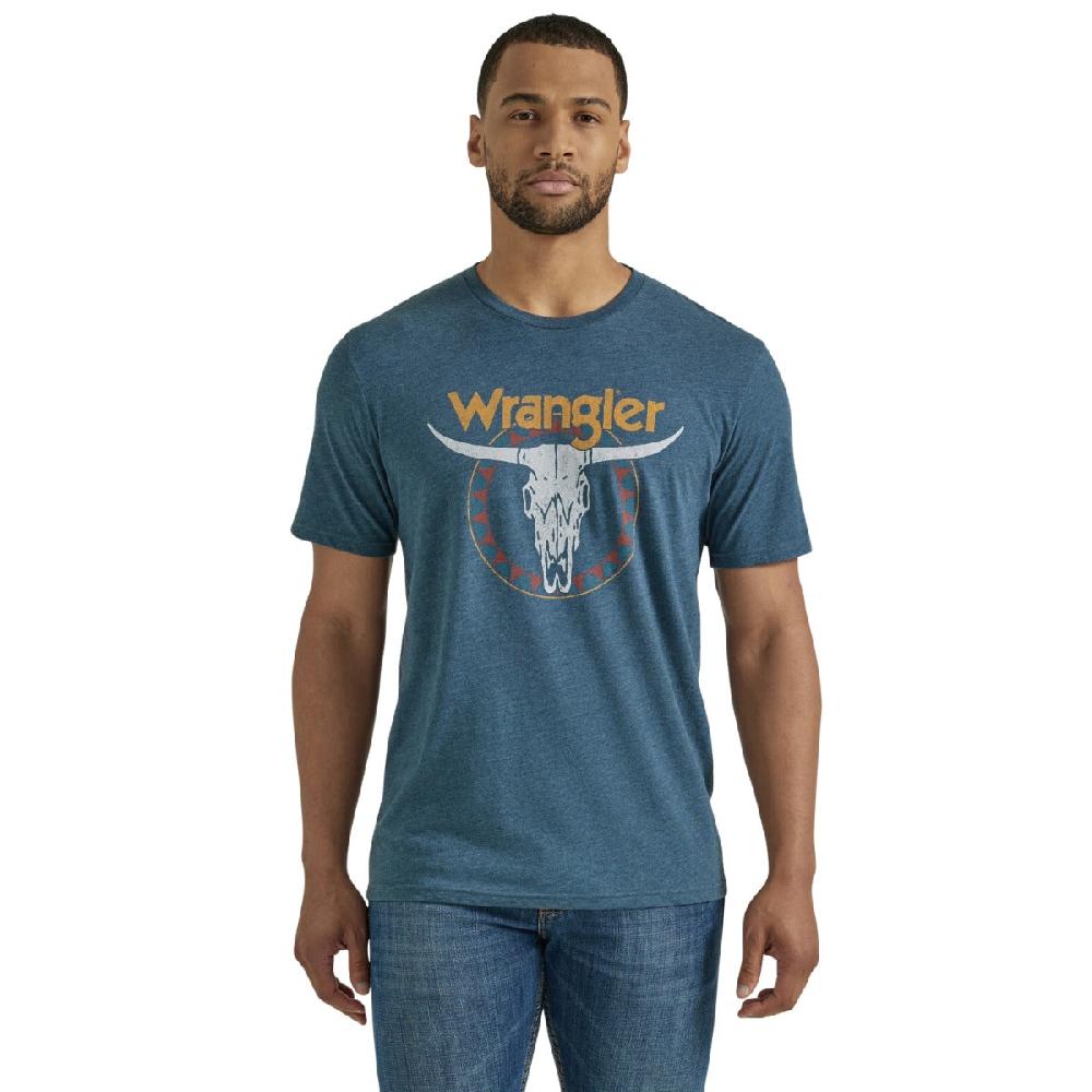 Wrangler Midnight Navy Heather Short Sleeve Steerhead Logo Men's Graphic T-Shirt 112346554