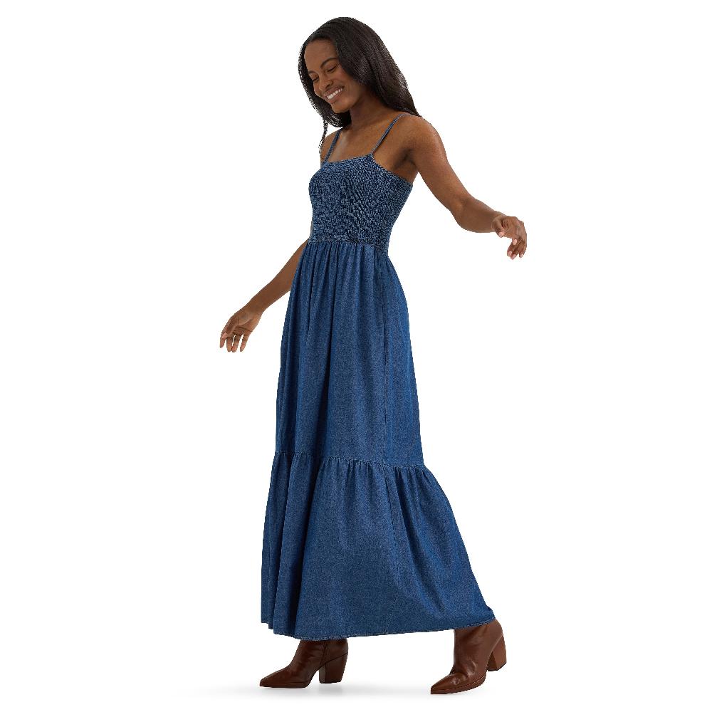 Wrangler Midnight Smocked Bodice Women's Denim Maxi Dress 112365768
