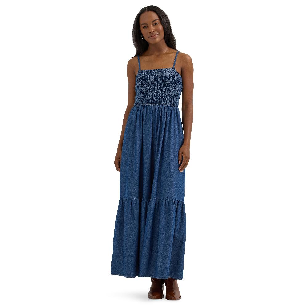 Wrangler Midnight Smocked Bodice Women's Denim Maxi Dress 112365768