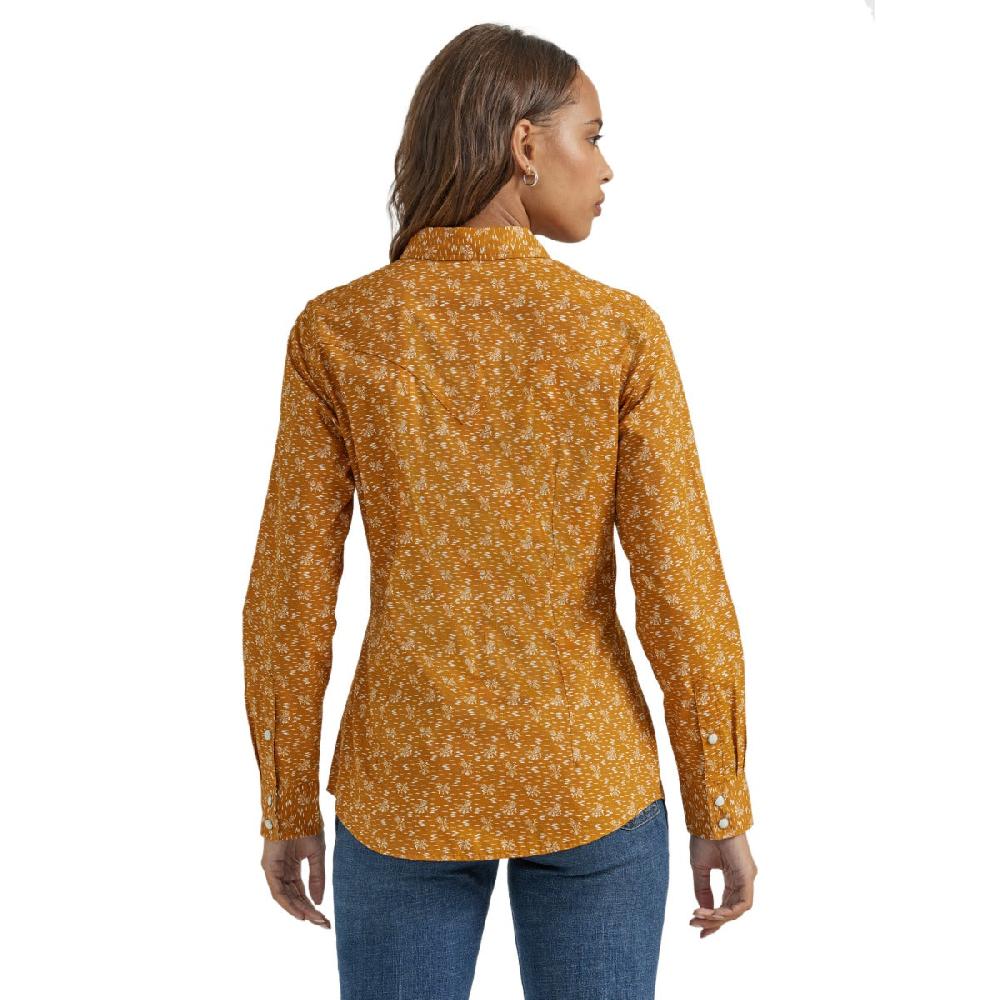 Wrangler Mini Yellow All Occasion Women's Collared Western Snap Shirt 112353165