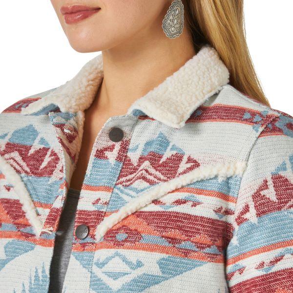 Wrangler Multi Colored Retro Sherpa Lined Jacquard Print Womens Jacket LWJ325M