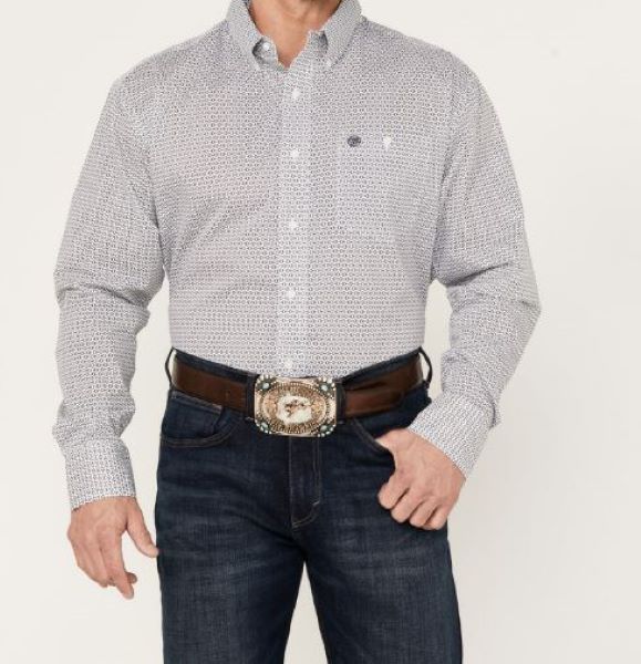 Wrangler Navy Geo Print Men's Classic Button Front Shirt 112330364
