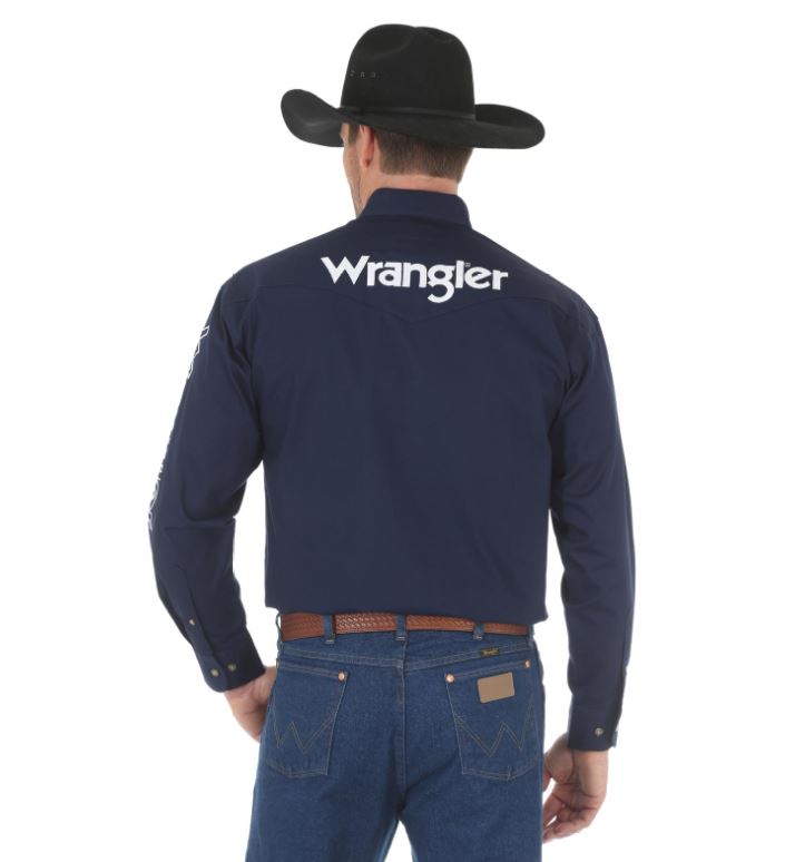 Wrangler Navy Logo Twill Longsleeve Shirt 10MP2327N