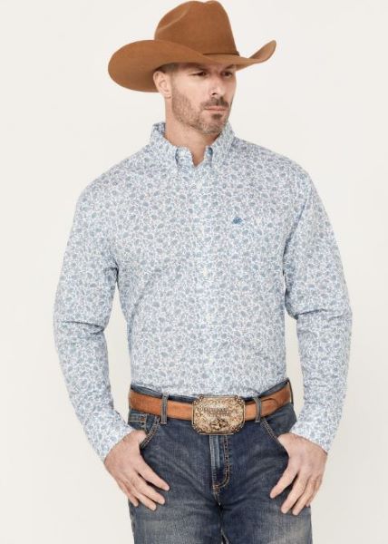 Wrangler Navy Paisley Print Men's Classic Button Front Shirt 112330363