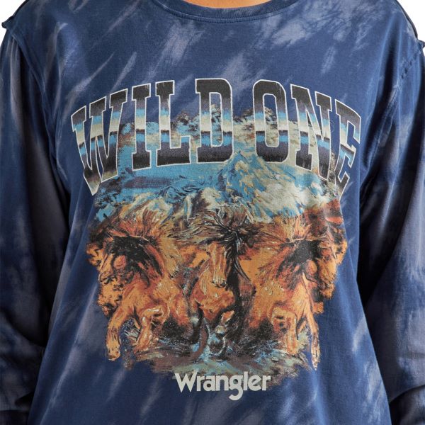 Wrangler Navy Wild One Women's Long Sleeve Retro Graphic Tee 112335464