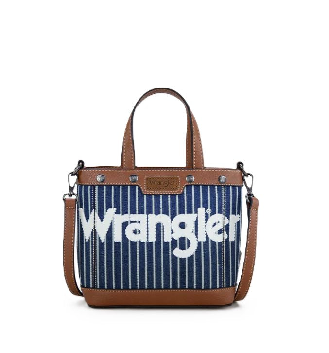 Wrangler Navy with Stripes Leather Trim Canvas Crossbody Bag WG142-2005NY