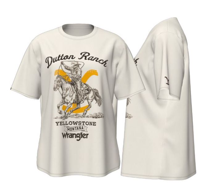 Wrangler Off White Yellowstone Womens Oversized Tee Shirt 112323597