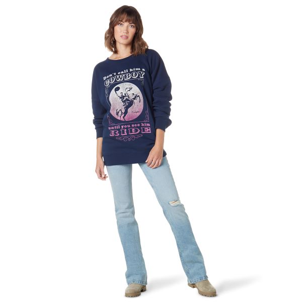 Wrangler Pageant Blue Cowboy Ride Women's Fleece Sweatshirt 112335643