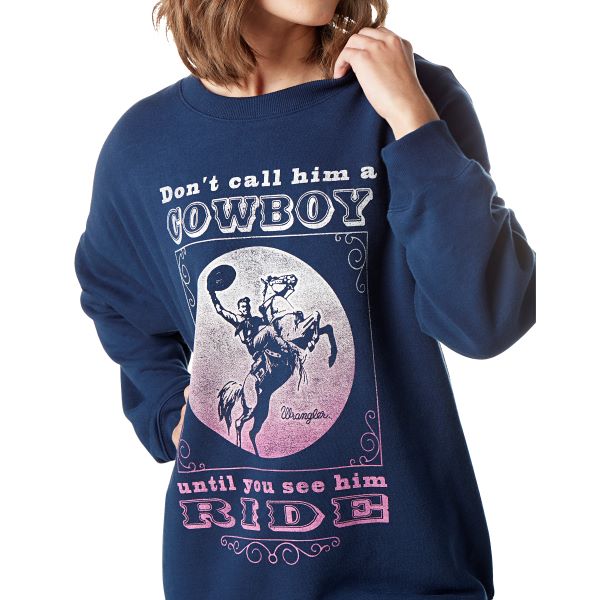 Wrangler Pageant Blue Cowboy Ride Women's Fleece Sweatshirt 112335643