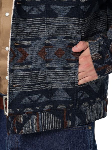 Wrangler Pageant Blue Jaquard Men's Sherpa Lined Jacket 112335736