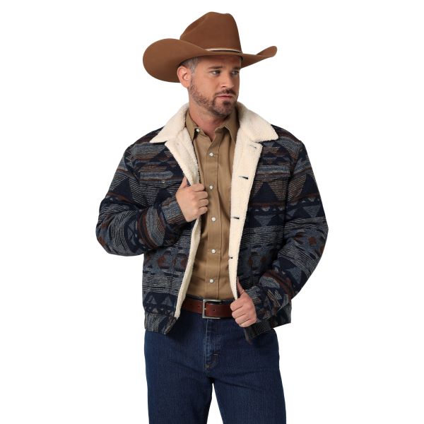 Wrangler Pageant Blue Jaquard Men's Sherpa Lined Jacket 112335736