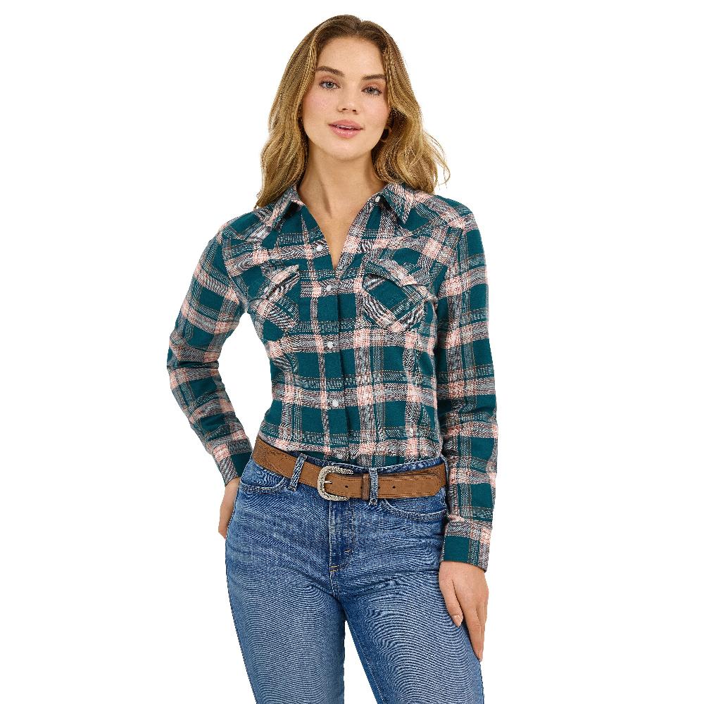 Wrangler Pine Forest Essential Flannel Plaid Western Women's Snap Shirt 112371681