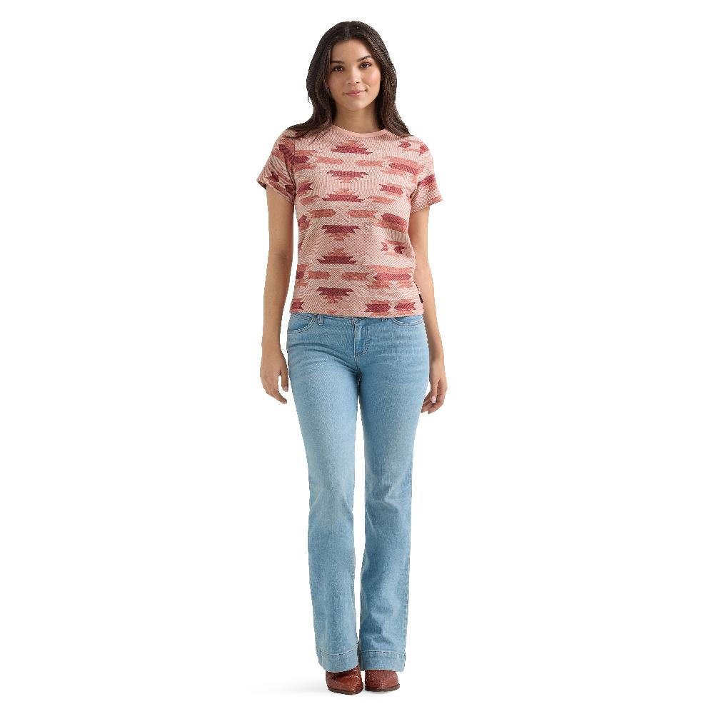 Wrangler Pink Geo Women's Crew Neck Allover Print Slim Tee 112360789