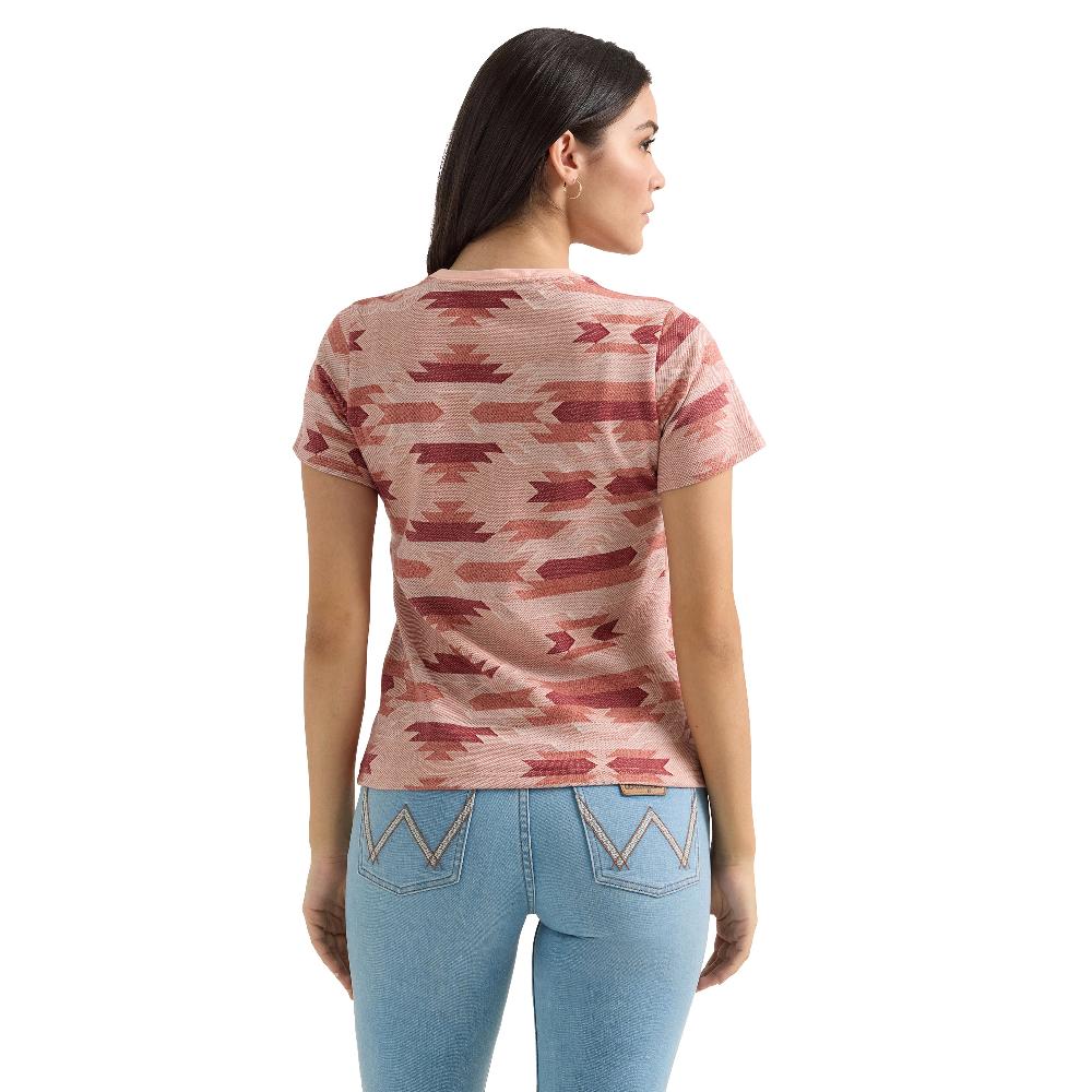 Wrangler Pink Geo Women's Crew Neck Allover Print Slim Tee 112360789