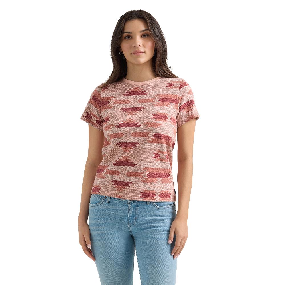 Wrangler Pink Geo Women's Crew Neck Allover Print Slim Tee 112360789