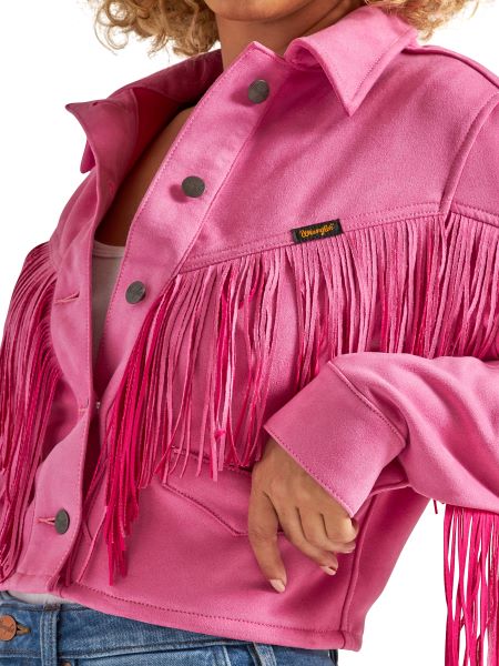 Wrangler Pink Retro Crop Fringe Women's Jacket 112342643