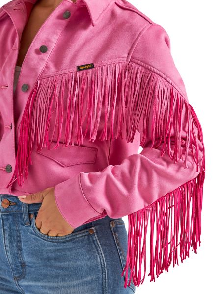 Wrangler Pink Retro Crop Fringe Women's Jacket 112342643
