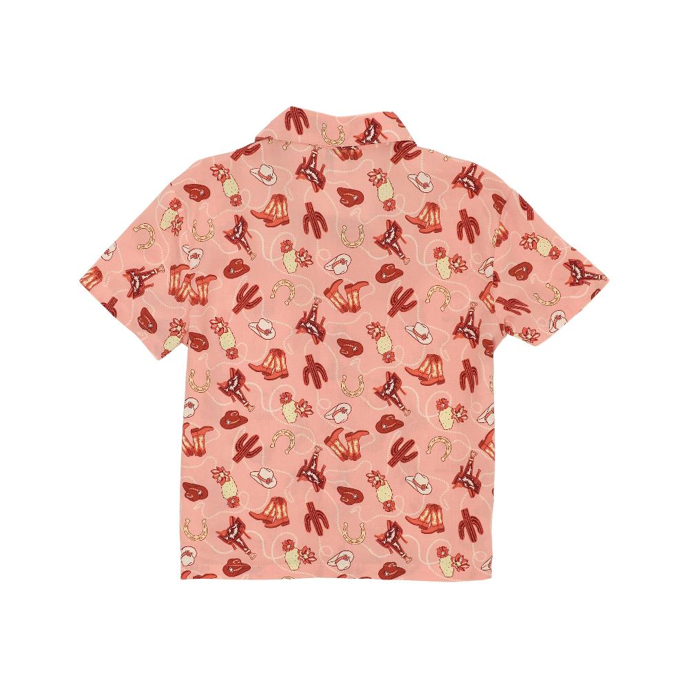 Wrangler Pink With Print Girls Western Print Camp Shirt 112359391