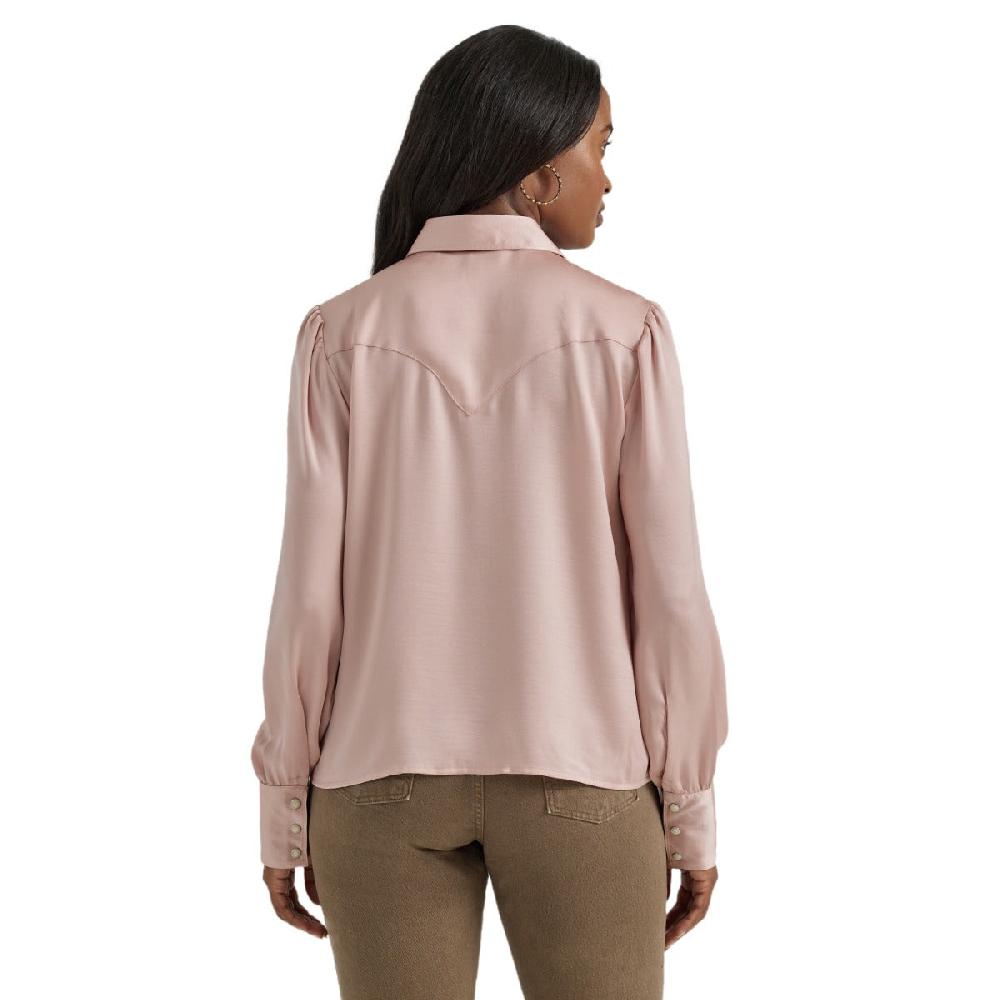 Wrangler Pink Women's Collared Rodeo Satin Blouse With Snaps 112356669