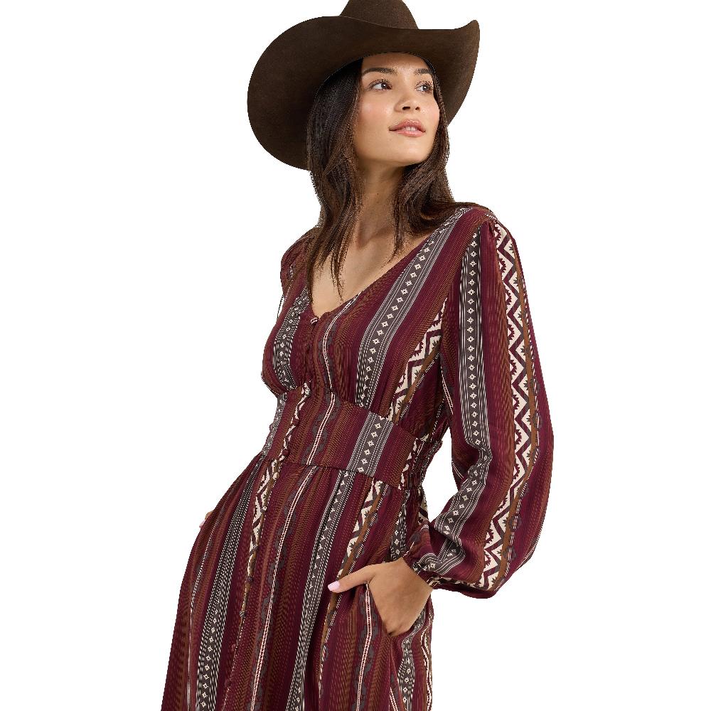 Wrangler Port Princess Waist Button Front Maxi Dress 112367389