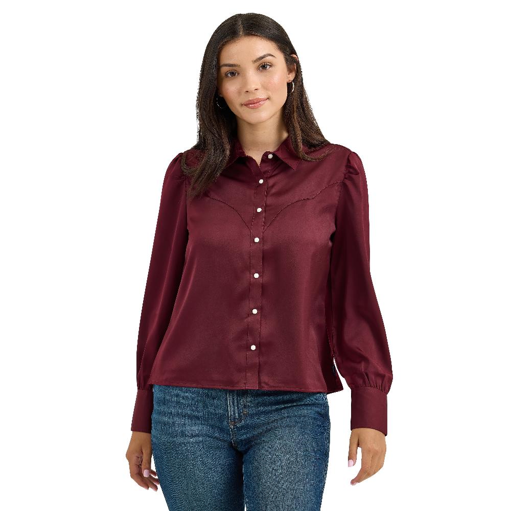 Wrangler Port Women's Satin Rodeo Longsleeve Blouse 112367388