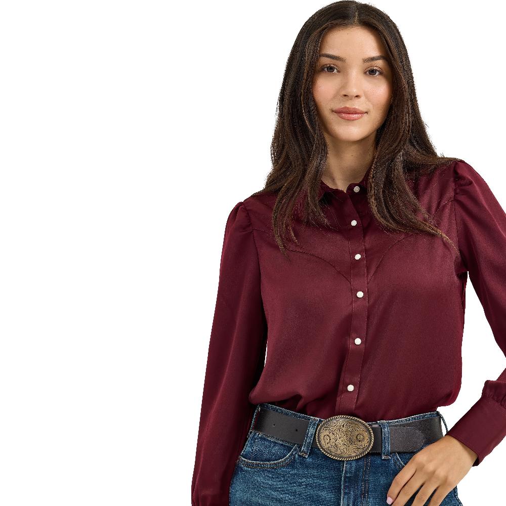 Wrangler Port Women's Satin Rodeo Longsleeve Blouse 112367388