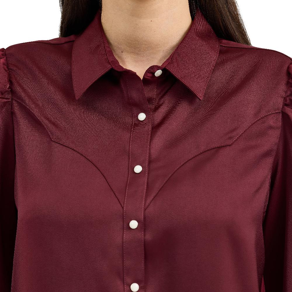 Wrangler Port Women's Satin Rodeo Longsleeve Blouse 112367388