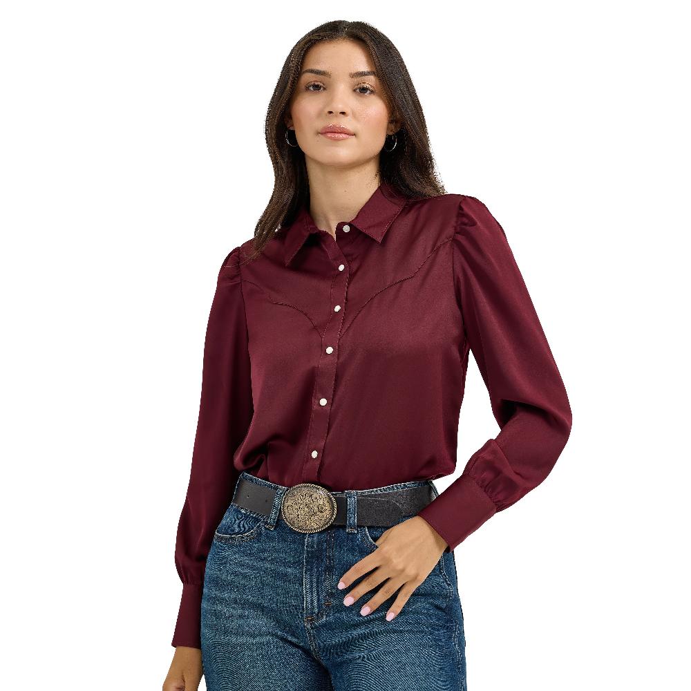 Wrangler Port Women's Satin Rodeo Longsleeve Blouse 112367388