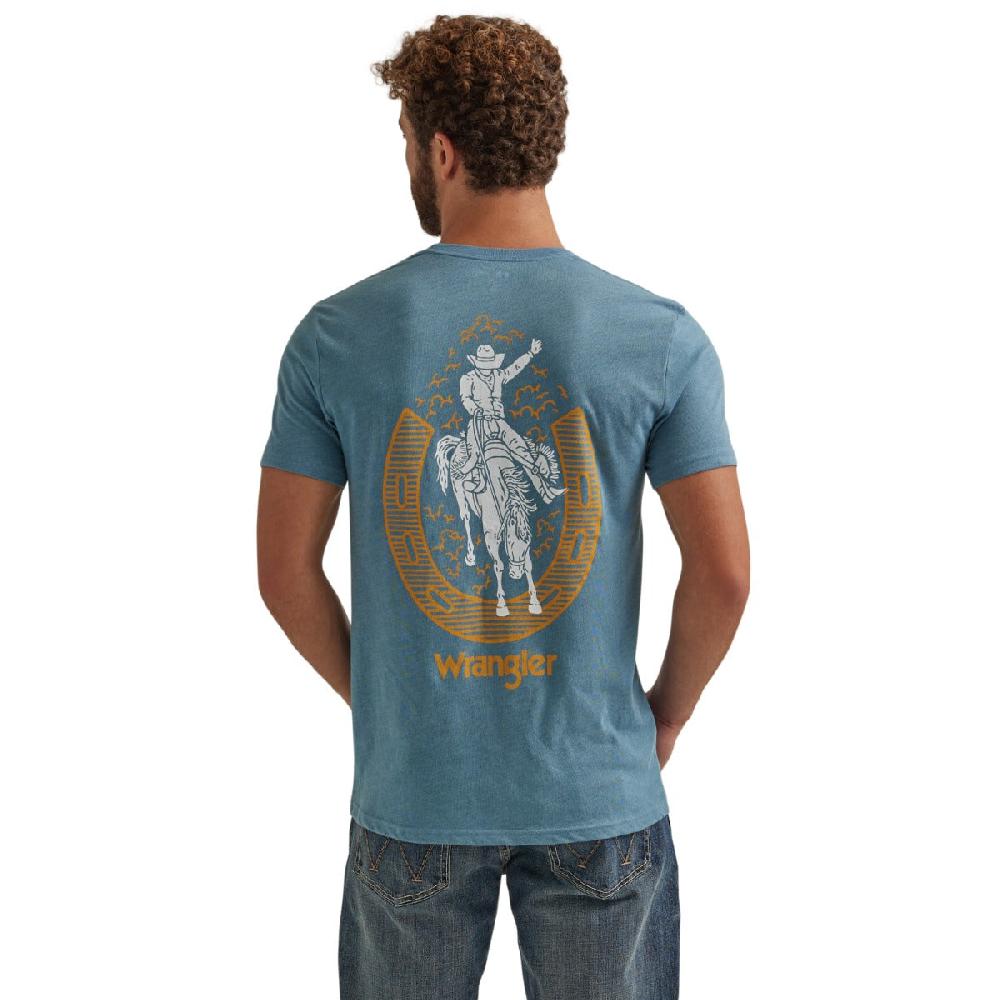 Wrangler Provincial Blue Bronc Horseshoe Back Graphic Men's T-Shirt 112344148