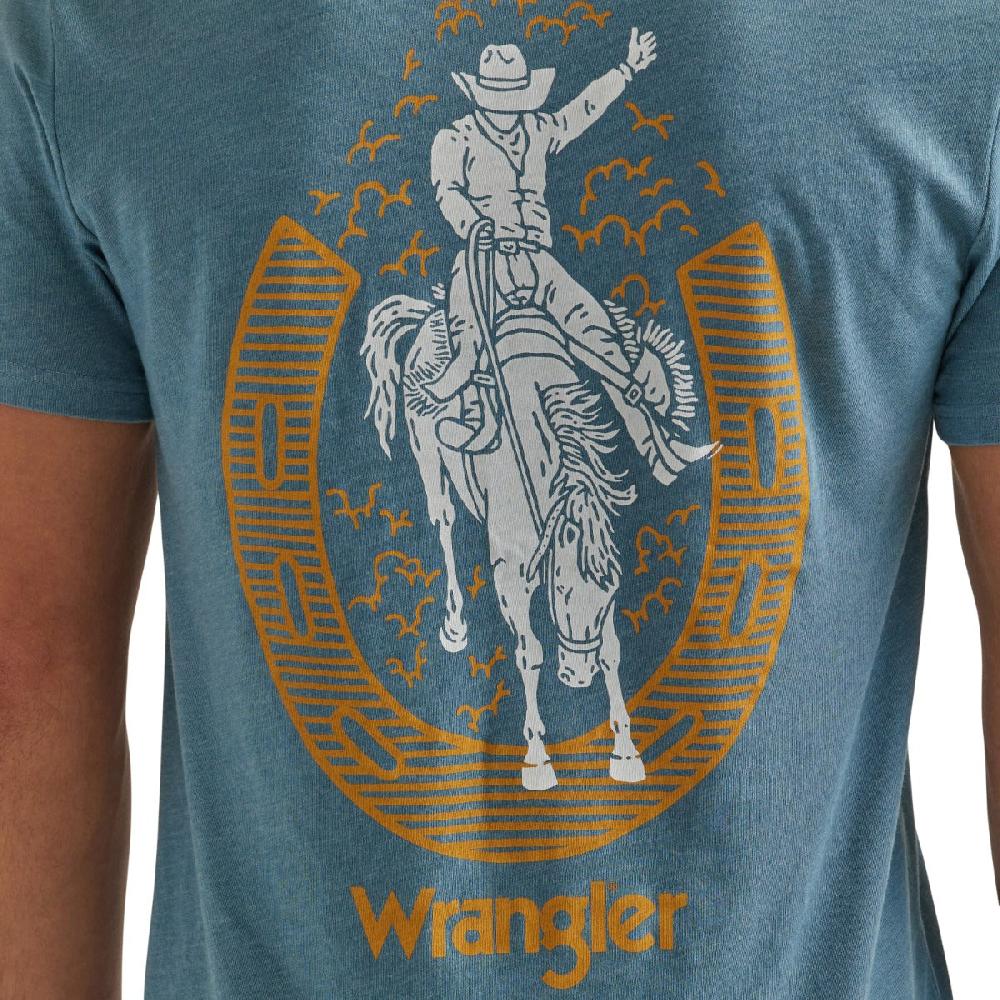 Wrangler Provincial Blue Bronc Horseshoe Back Graphic Men's T-Shirt 112344148