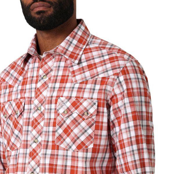 Wrangler Pumpkin Retro Plaid Snap Men's Shirt 112330482