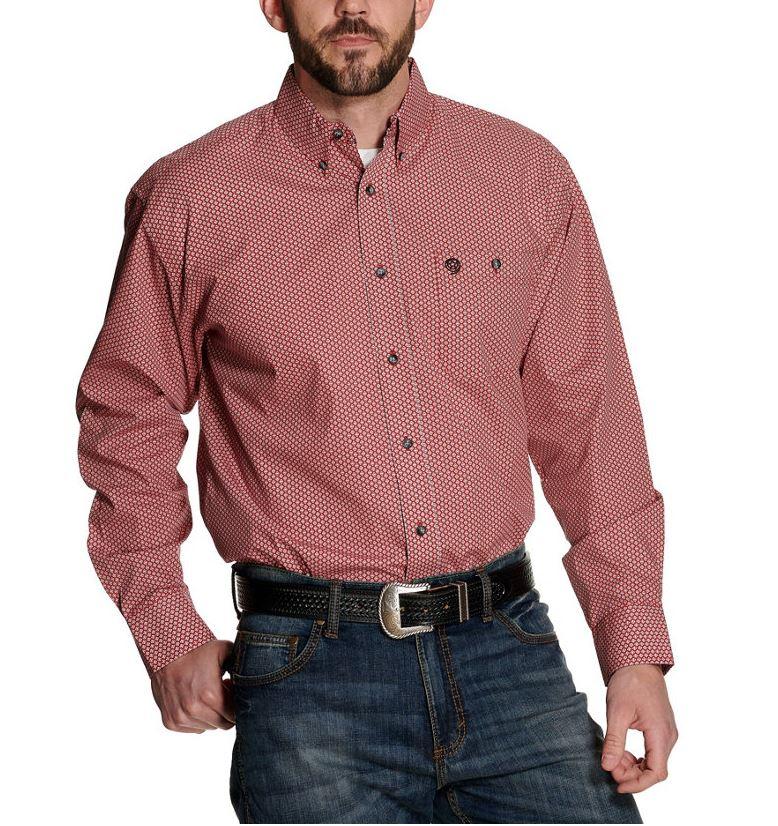 Wrangler Red/Black George Strait Mens Long Sleeve Button Down Shirt MGSX814
