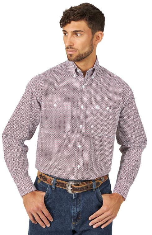 Wrangler Red/Black Mens George Strait Long Sleeve Shirt MGSR725
