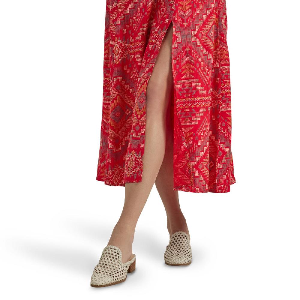 Wrangler Red Geo Women's Southwestern Midi Dress 112347177