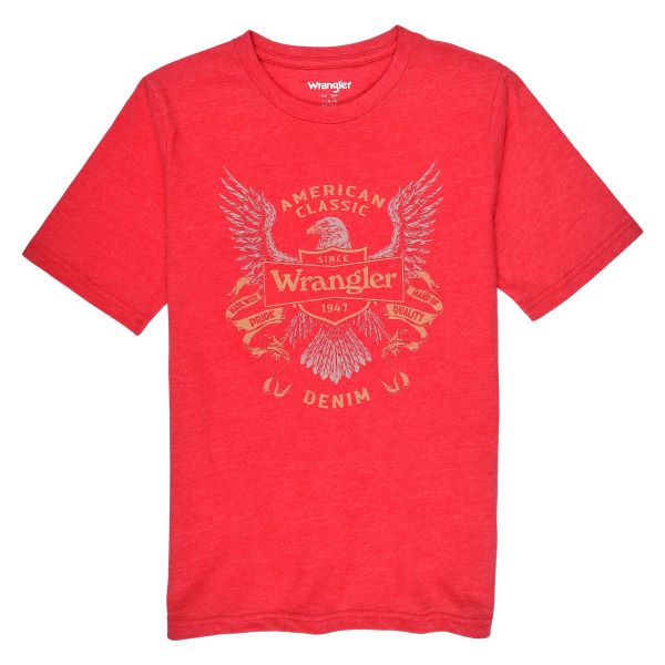 Wrangler Red Heather Eagle Boy's Short Sleeve Tee Shirt 112328841
