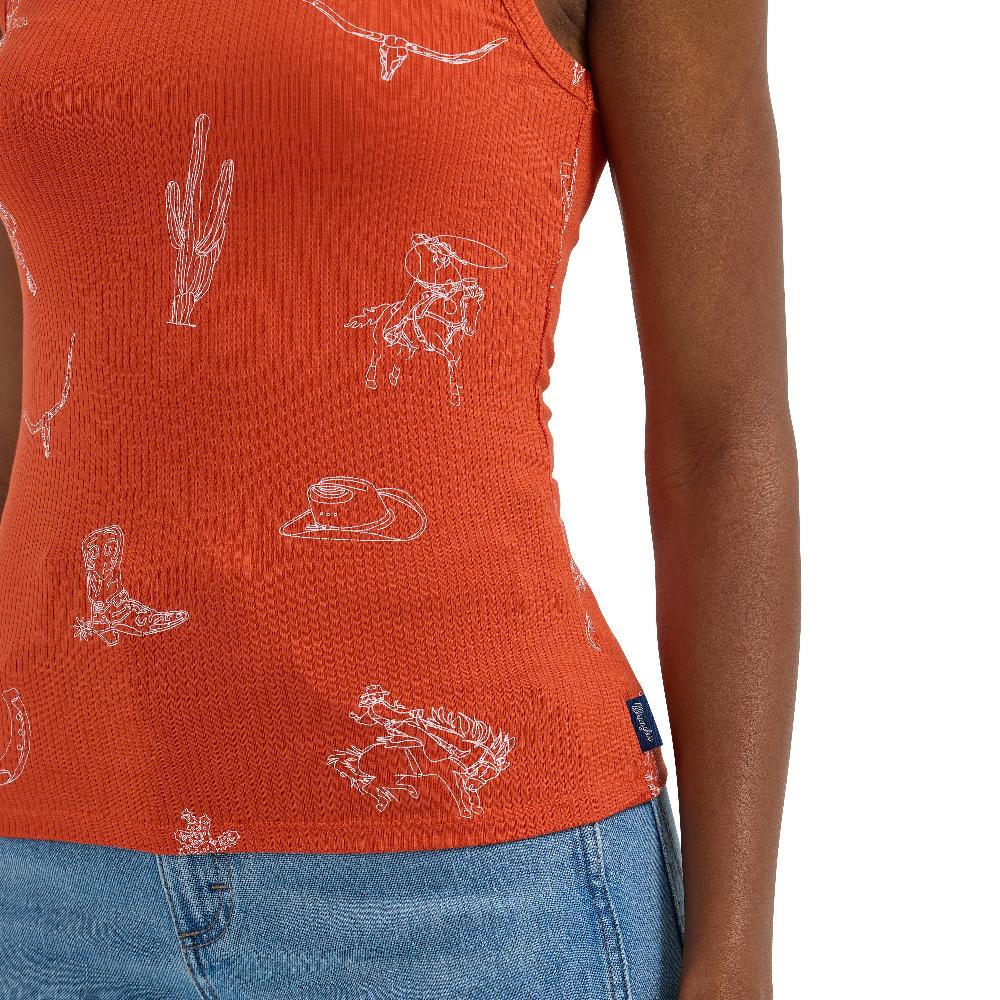 Wrangler Red Icon Women's Printed Slim Goddess Tank 112364372