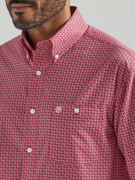 Wrangler Red Paisley Classic Button Down Longsleeve Men's Shirt 112324791