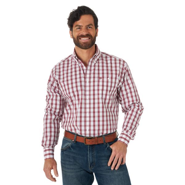 Wrangler Red Plaid Classics Collection Mens Longsleeve Shirt MG2028R