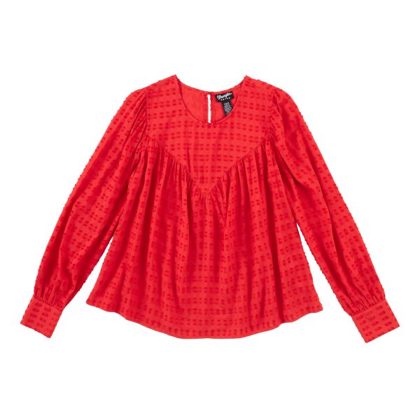 Wrangler Red Retro Western Yoke Swiss Dot Blouse With Snap Cuffs LW4000R