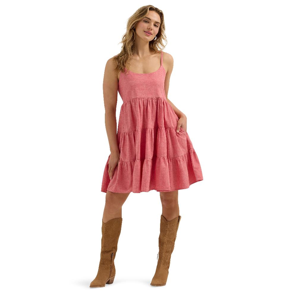 Wrangler Red Strappy Tiered Women's Dress 112365032