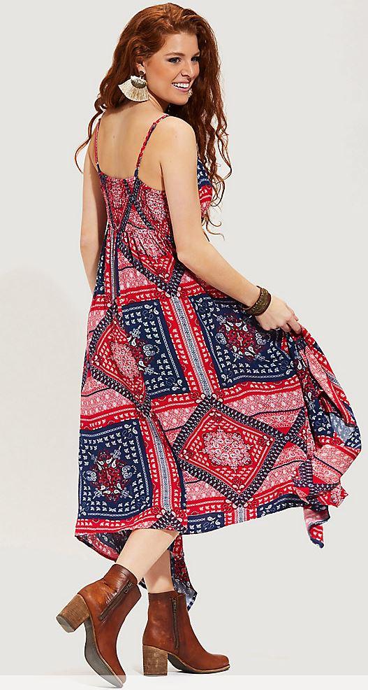 Wrangler Red/White/Blue Spaghetti Strap Handkerchief Womens Dress LWD255M