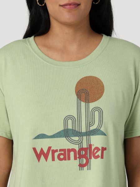 Wrangler Reseda Heather Retro Women's Boyfriend Cactus Crop Graphic Tee Shirt 112328948