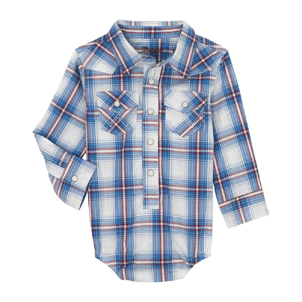 Wrangler Retro Blue/Red Plaid Infant Boy's Snap Onesie 112359651